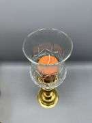 VINTAGE GLASS AND BRASS CANDLE HOLDERS