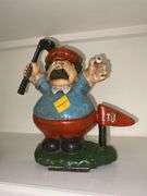 Cast Iron Golfer Figure and Cast Iron Mouse Candlestick Holder