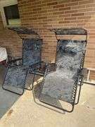 PAIR OF BLISS HAMMOCKS BRAND GRAY ZERO GRAVITY CHAIRS WITH SUN SHADE CANOPY