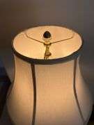 BRASS AND GLASS SHELF FLOOR LAMP