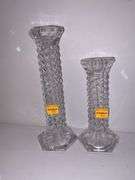 (3) Crystal Glass Candlestick Holders