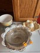 Assorted Glassware and Wooden Bowl