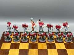 CUSTOM OHIO VS MICHIGAN CHESS SET WITH HEAVY LEAD CHESS PIECES AND WOOD CHESS BOARD