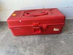 Plastic Red Toolbox with Assorted Wrenches