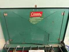 VINTAGE COLEMAN DUAL BURNER PORTABLE CAMPING STOVE