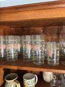 CONTENTS OF CABINET WATER GLASSES, COFFEE MUGS