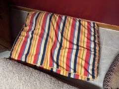 Dog beds, dog bowls, and dog outfit