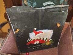 Leather Basket w/ Hand Painted Coal Slabs