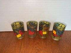 (4) Strawberry Glass Cups