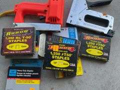 Electric Staple Gun, Stanley Staple Gun, Assortment of Boxes of Staples