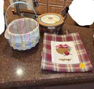 2005 Longaberger Inaugural Basket, Longaberger Easter Basket, and Longaberger Apple Carrying Bag