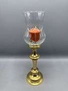 VINTAGE GLASS AND BRASS CANDLE HOLDERS