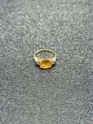 PAIR OF 14K GOLD RINGS: OVAL OPAL/DIAMOND & OVAL CITRINE/DIAMOND @ 6 GRAMS COMBINED
