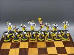CUSTOM OHIO VS MICHIGAN CHESS SET WITH HEAVY LEAD CHESS PIECES AND WOOD CHESS BOARD