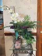 PLANT STAND AND FAUX PLANTS