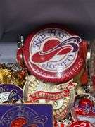 RED HAT SOCIETY BROOCHES, PINS, BRACELET