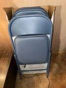 SET OF 4 SAMSONITE CADET BLUE METAL/PADDED SEAT FOLDING CHAIRS **LIKE NEW**