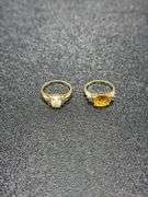 PAIR OF 14K GOLD RINGS: OVAL OPAL/DIAMOND & OVAL CITRINE/DIAMOND @ 6 GRAMS COMBINED