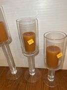 (3) Glass Pedestal Candle Holders