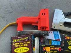 Electric Staple Gun, Stanley Staple Gun, Assortment of Boxes of Staples