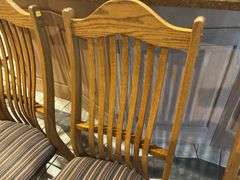 6 Oak Slat Back Dining Chairs