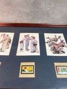 Norman Rockwell Framed Sport Art with Stamps