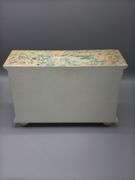 VINTAGE FLORAL JEWELRY BOX WITH CONTENTS OF JEWELRY AND WATCHES INCL. SEIKO, CITIZEN, FOSSIL, PRECIS