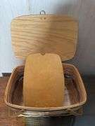 VARIETY IF BASKETS, ROYCE CRAFT PICNIC BASKET, WOOD CRATE