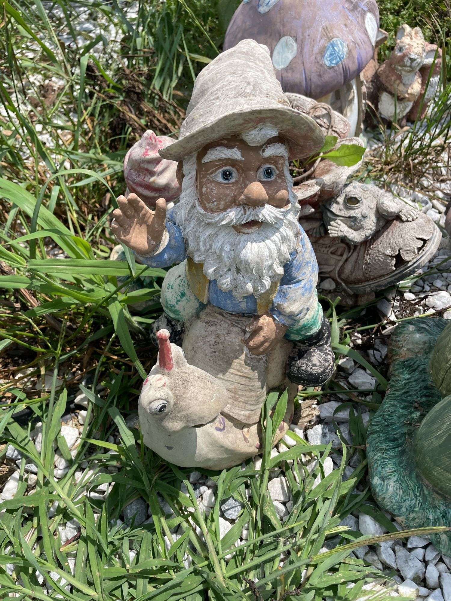 STONE GARDEN GNOMES, MUSHROOMS AND MORE