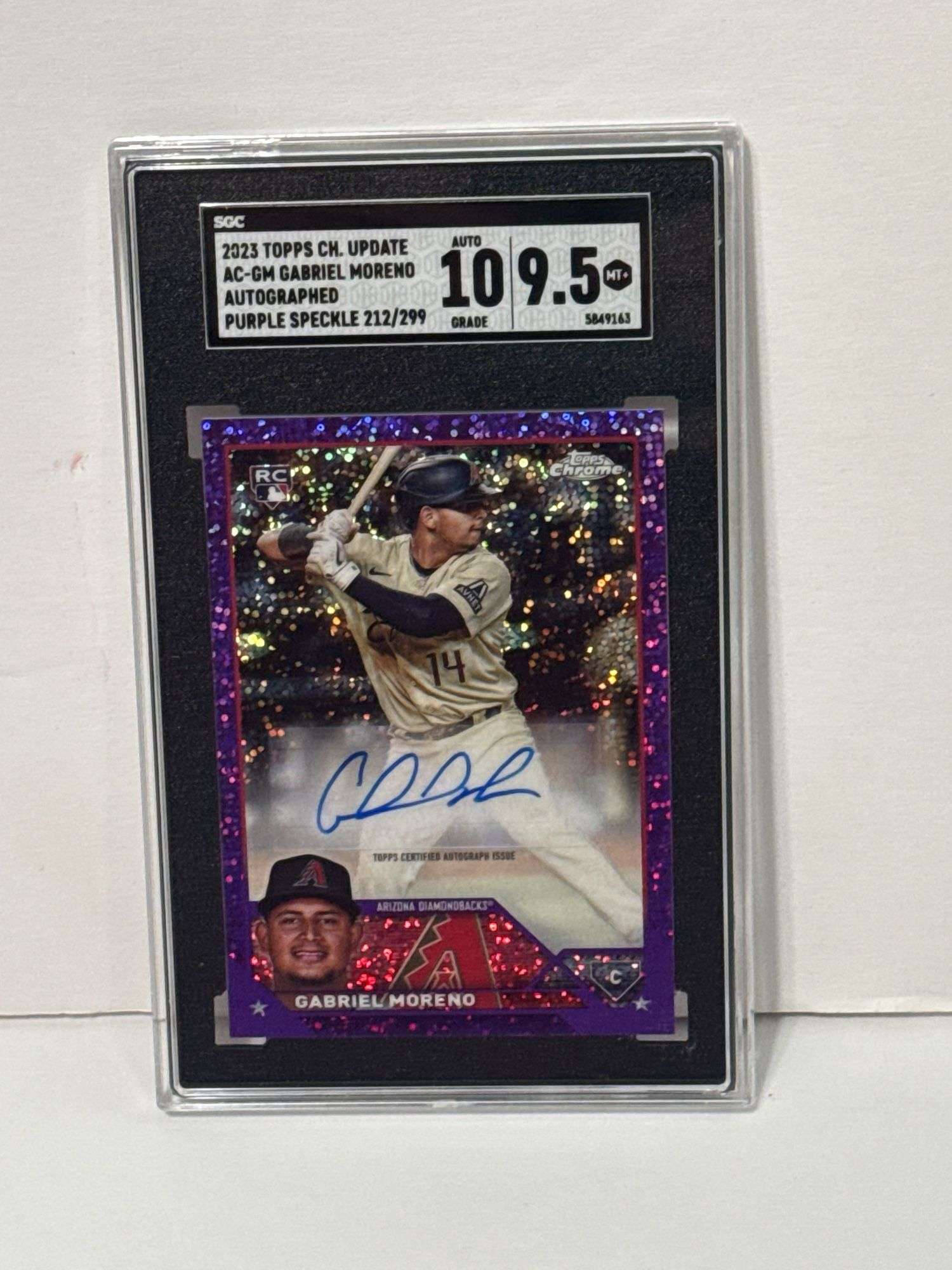 2023 Topps Chrome Update Gabriel Moreno Purple Speckle Autograph #212/299 (SGC 9.5, Auto 10)