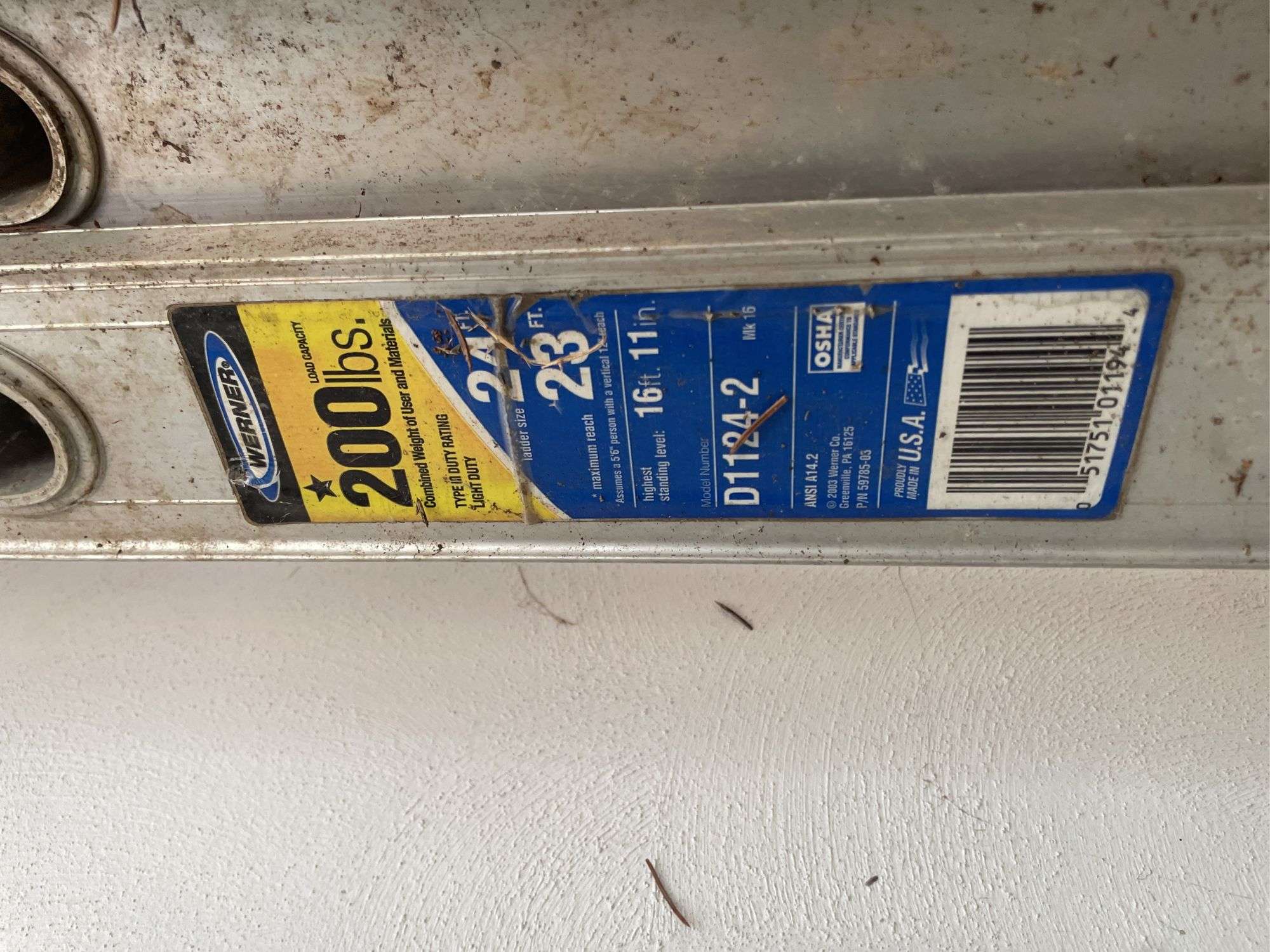 WERNER ALUMINUM 24' EXT. LADDER
