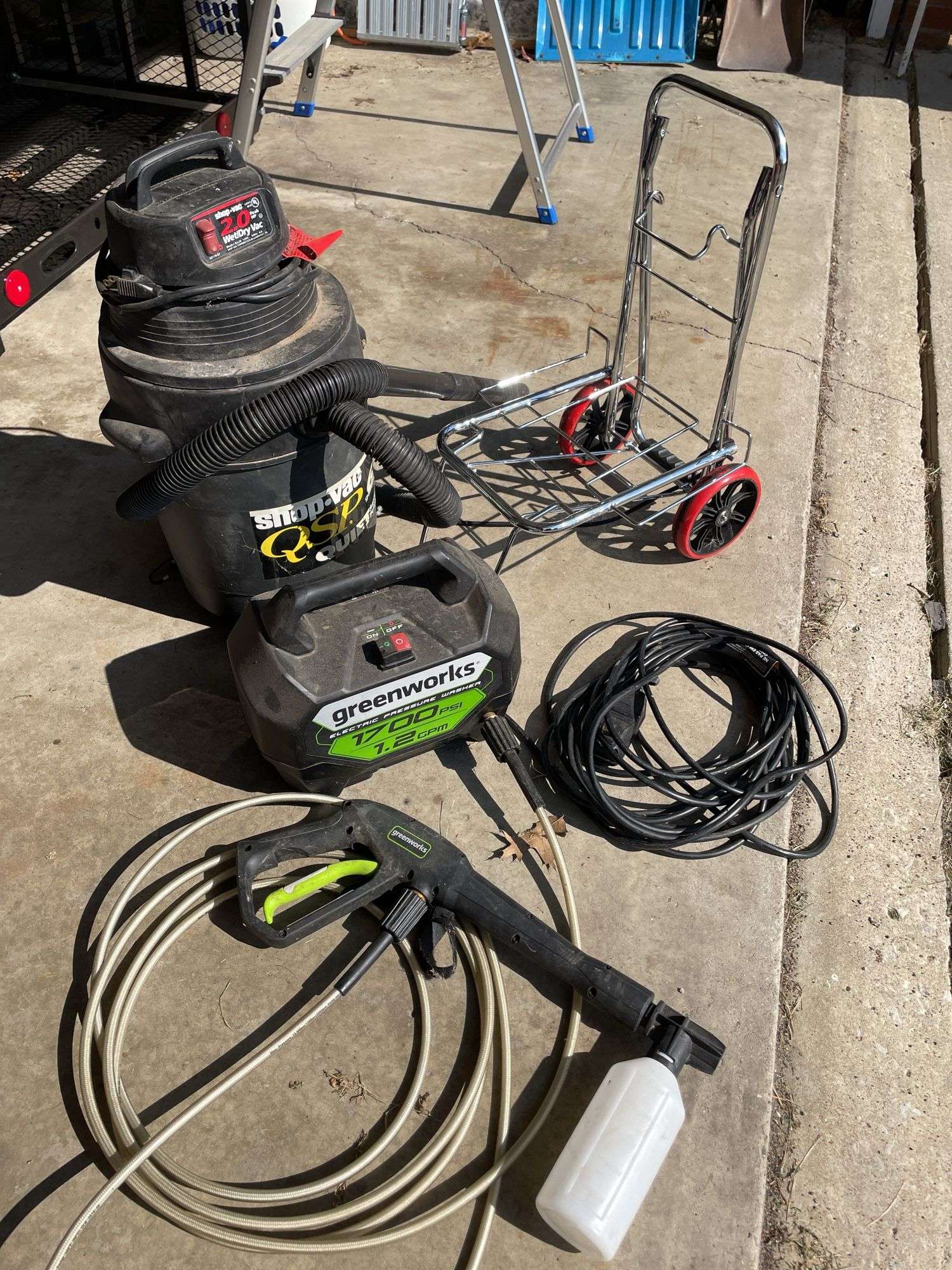 SHOP-VAC, PRESSURE WASHER, METAL ROLLING CART
