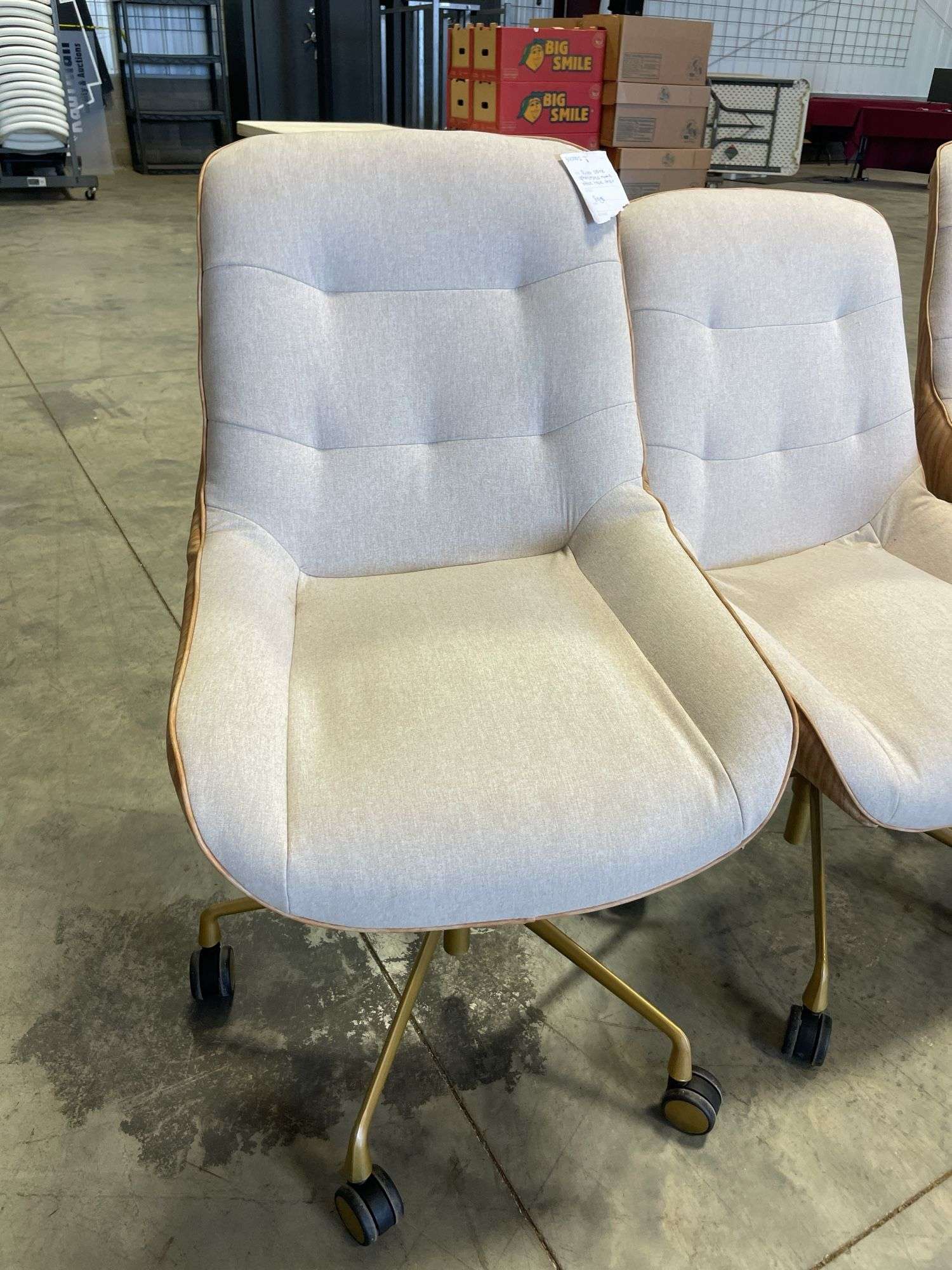 (3) matching rivet celine upholstered home office task chairs