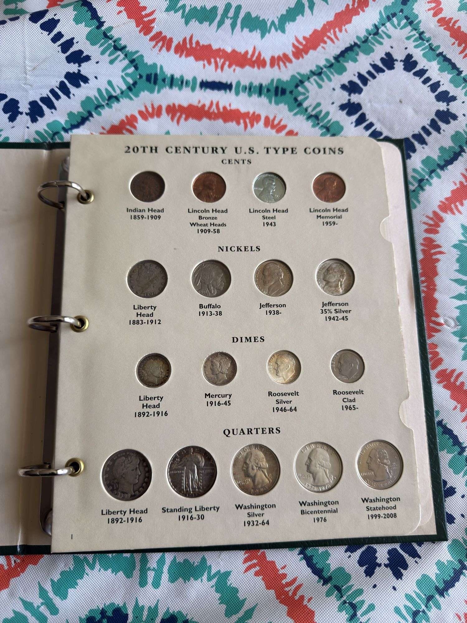 20TH CENTURY UNITED STATES TYPE COINS ALBUM, INCLUDES SILVER DOLLARS