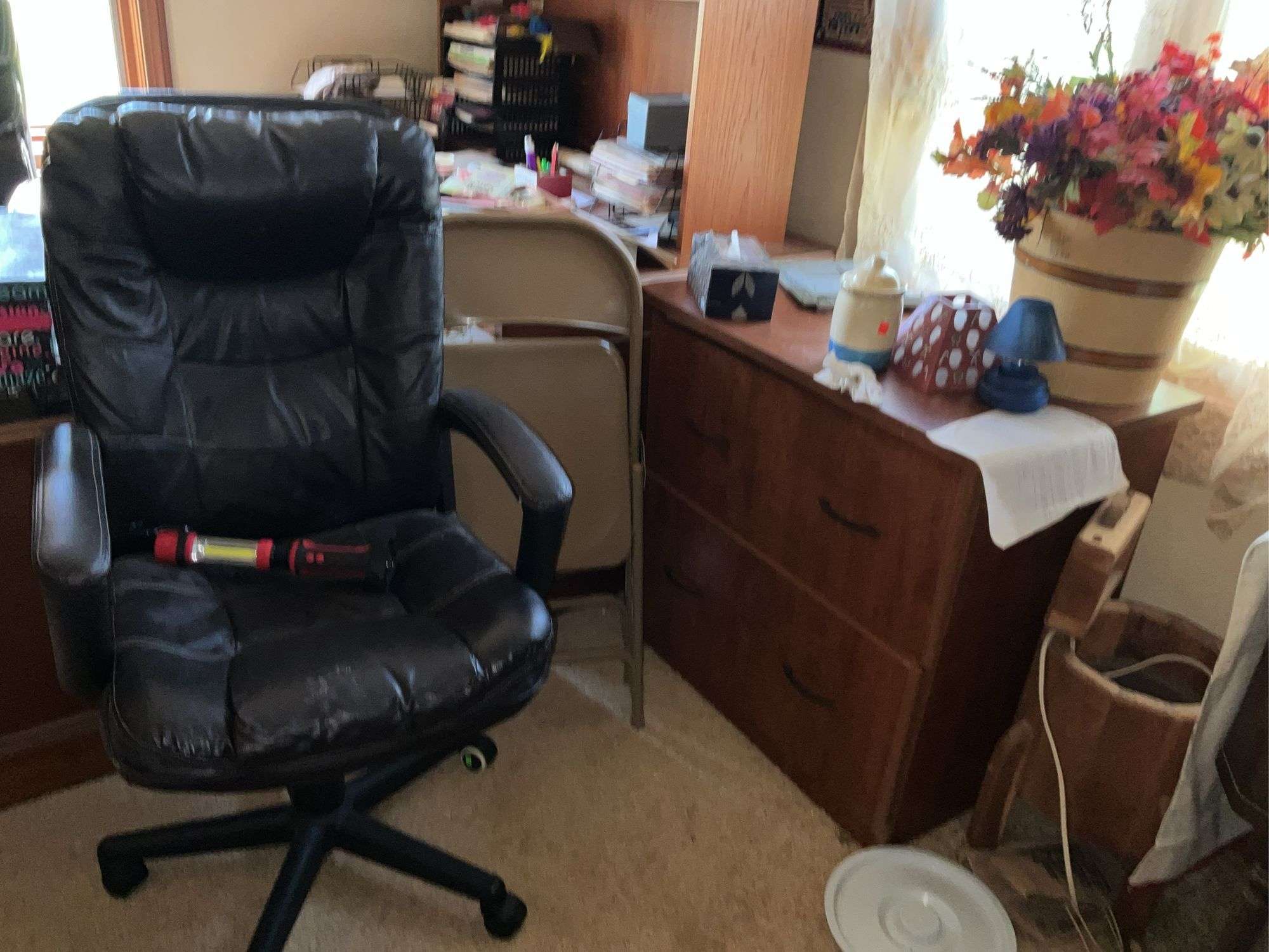 STORAGE CABINET, OFFICE CHAIR, AND ALL CONTENTS