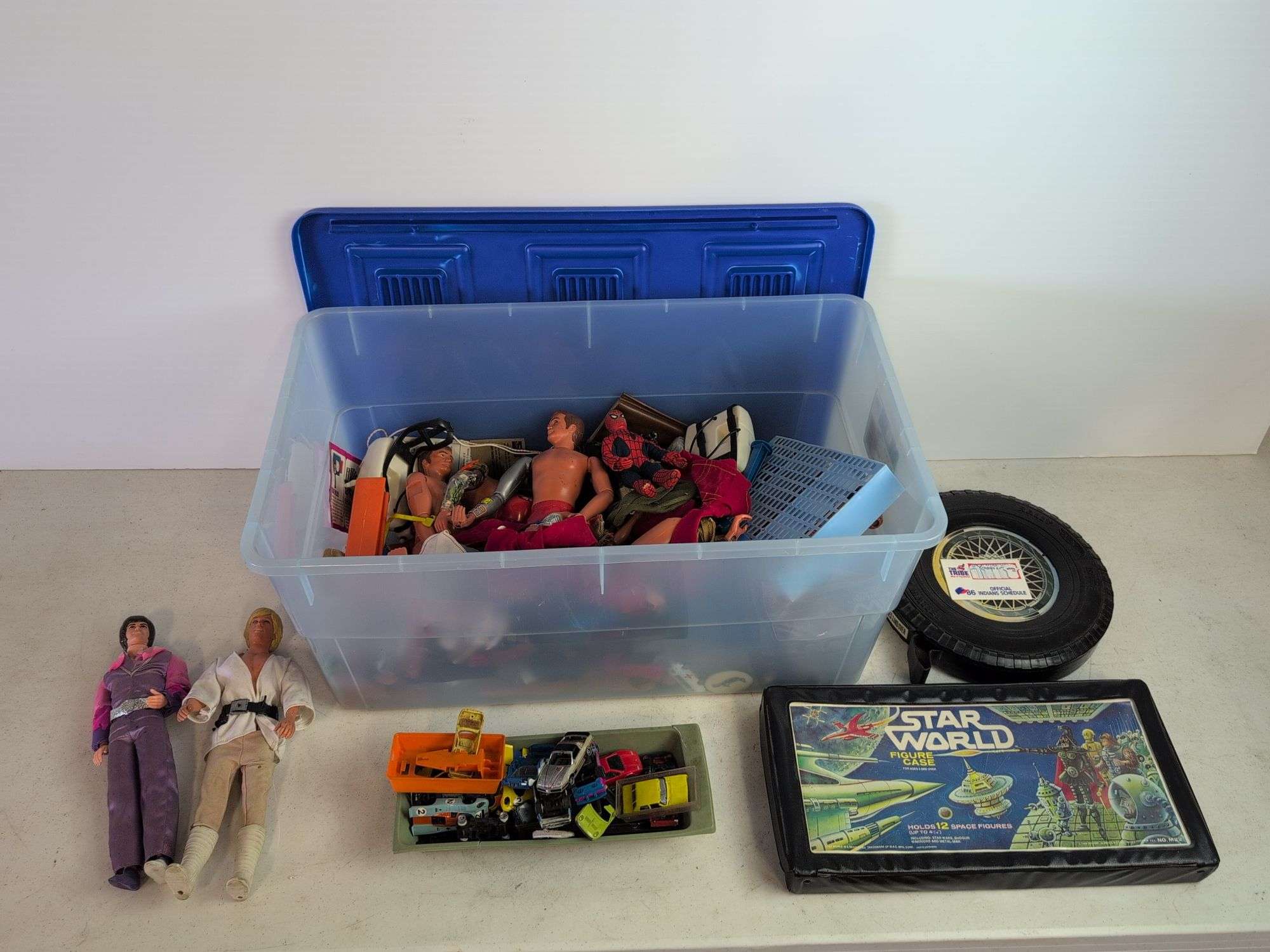 Star Wars action figures, Hot Wheels, and other figures and toys