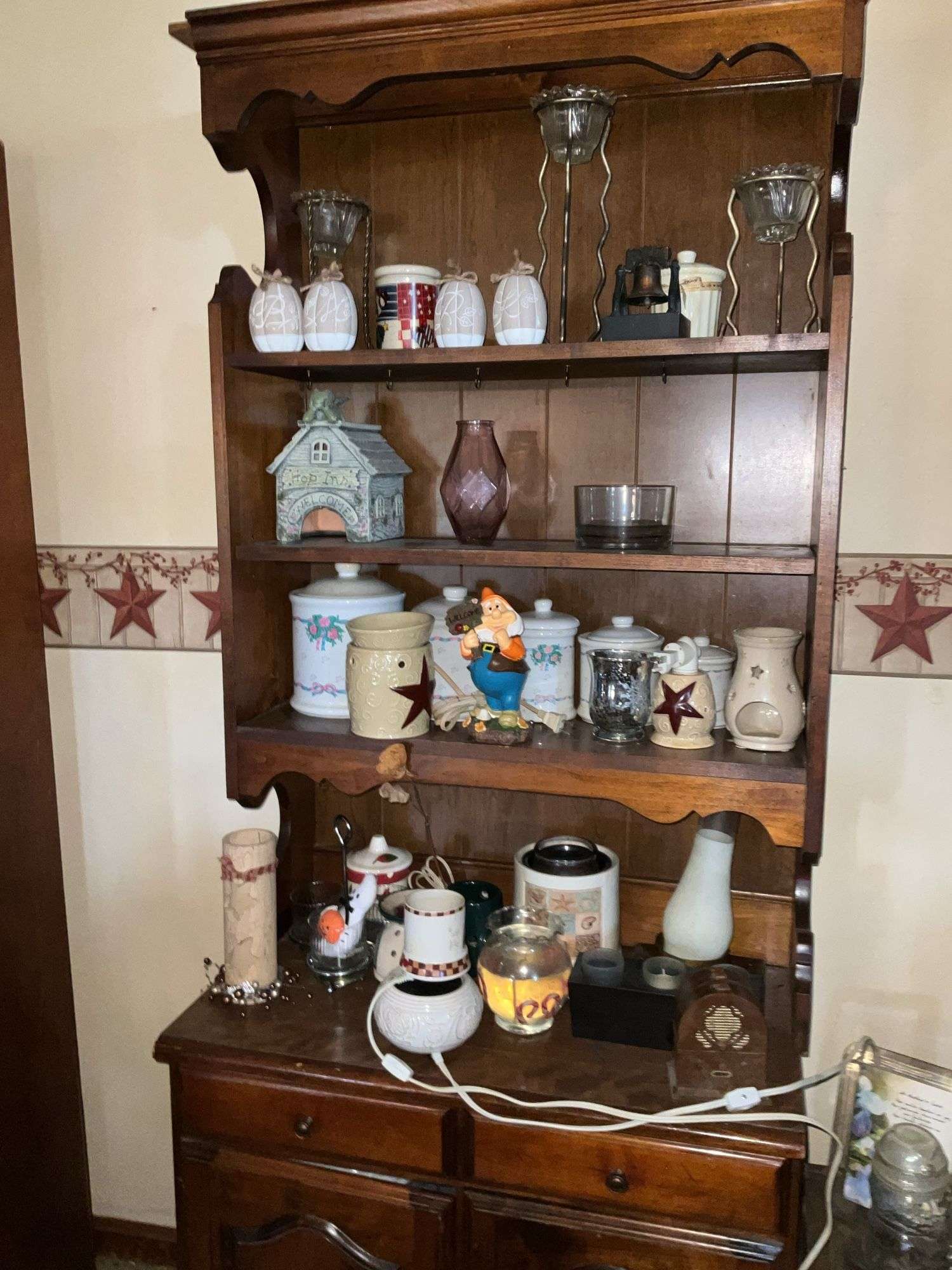 WOODEN HUTCH WITH CONTENTS