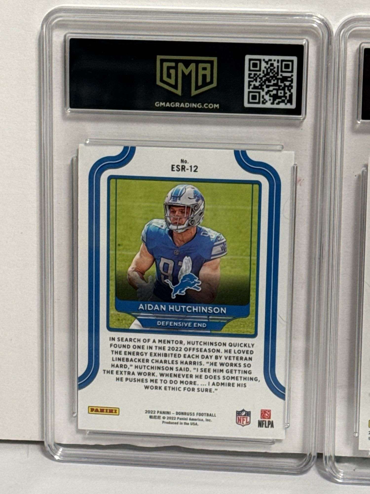 2022 Donruss Aidan Hutchinson “Elite Series” RC (GMA 10), 2021 Chronicles Micah Parsons RC (GMA 10),