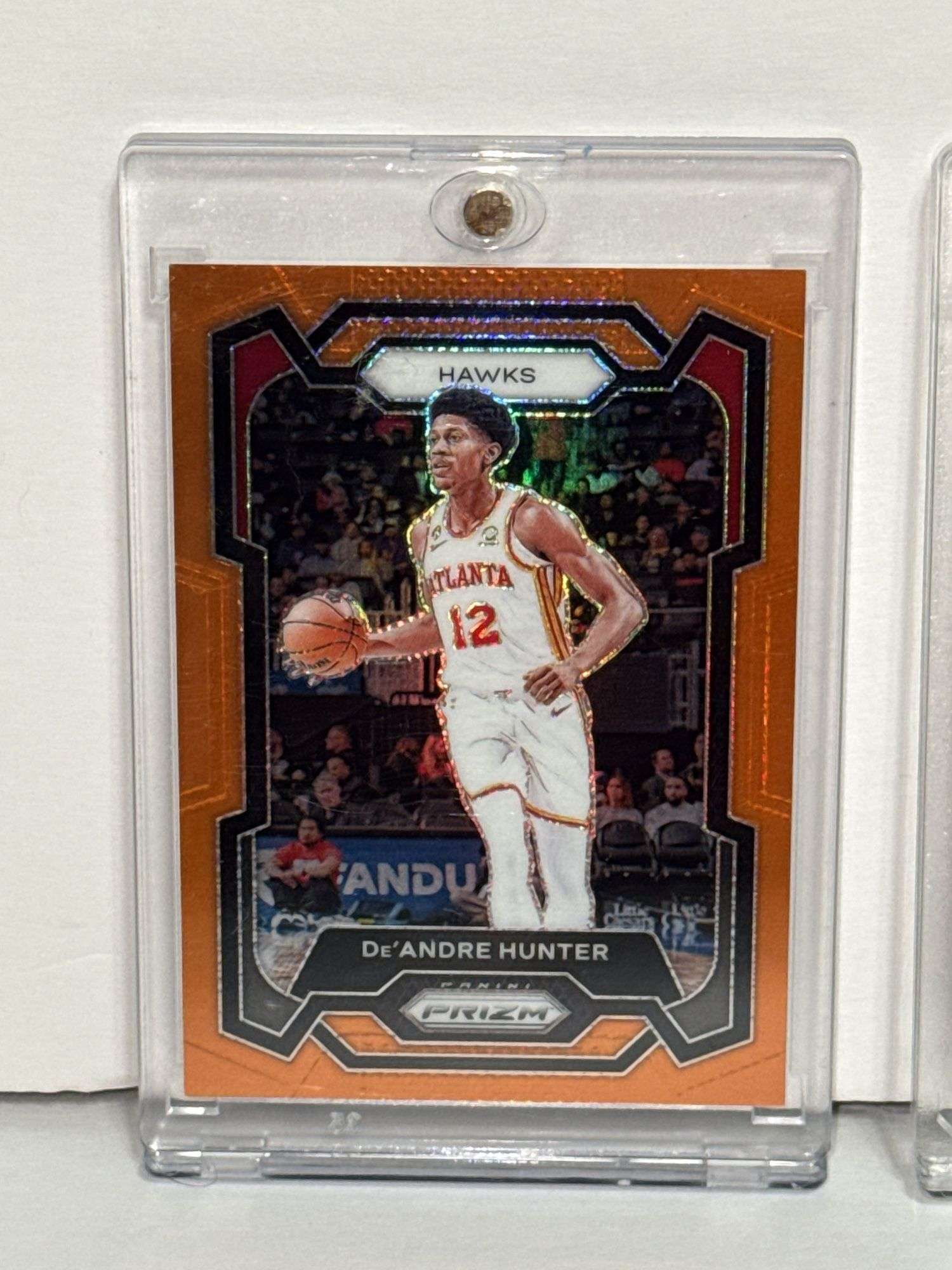 2021 Panini Prizm Scottie Barnes RC, 2023 Panini Prizm Orange Refractor De’Andre Hunter, and 2023 Pa