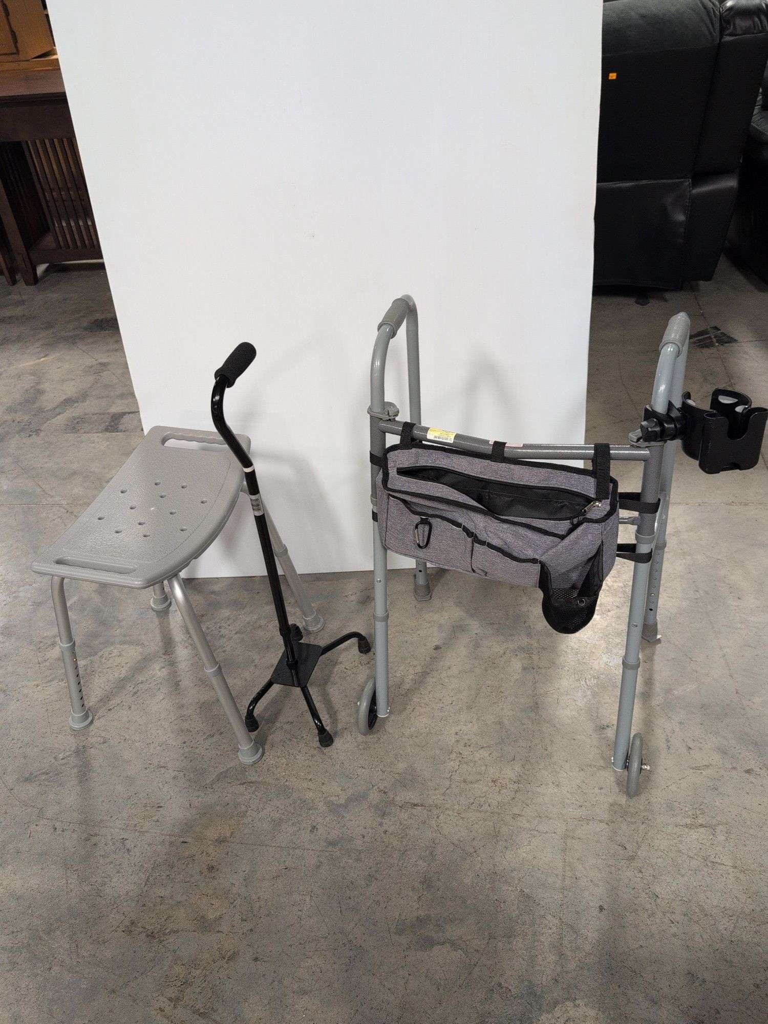 Guardian walker, shower seat, and walking cane