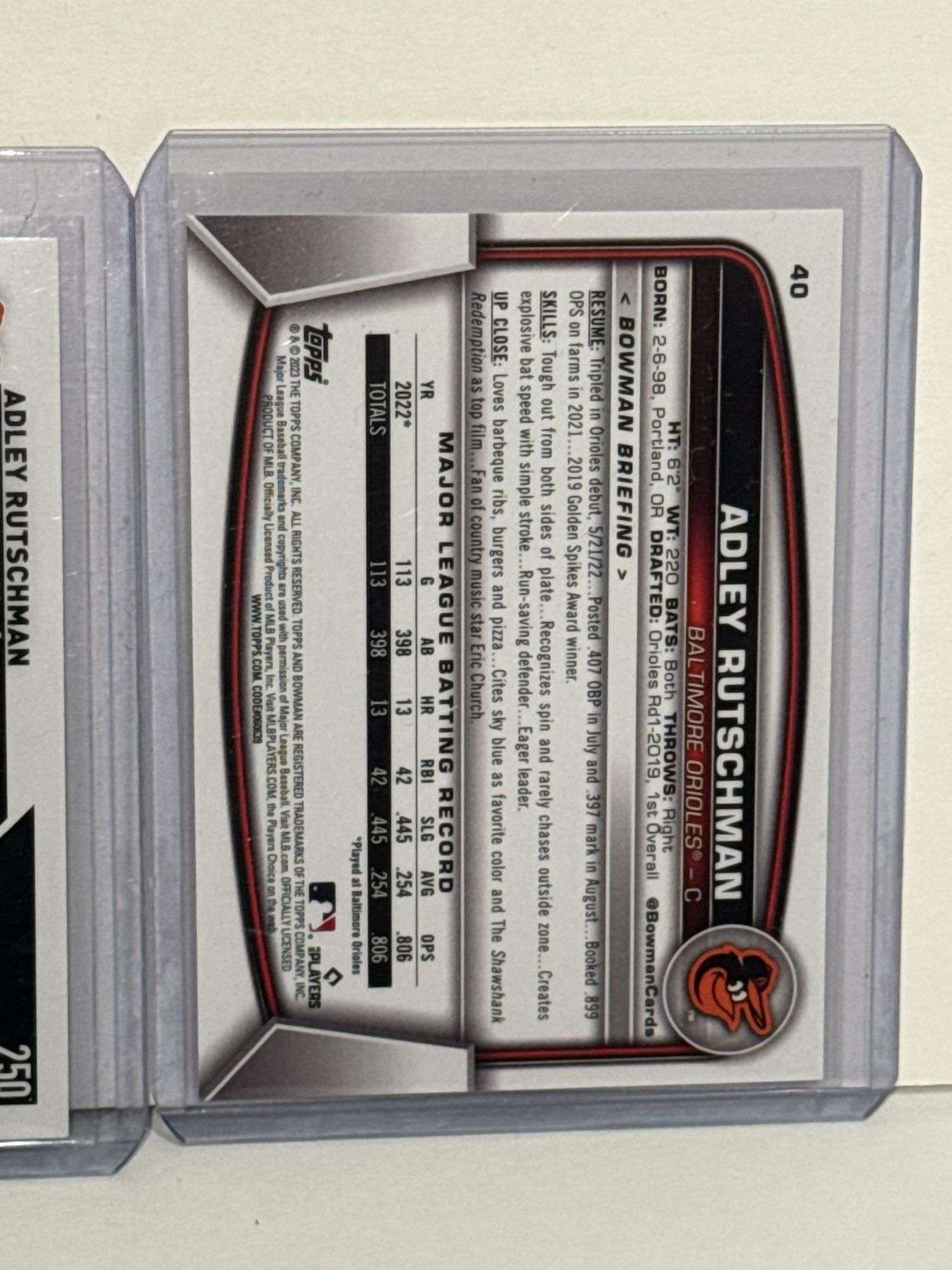 2024 Topps Bo Bichette Single Jumbo Relic Card, 2023 Bowman Gunnar Henderson RC, 2023 Topps Adley Ru