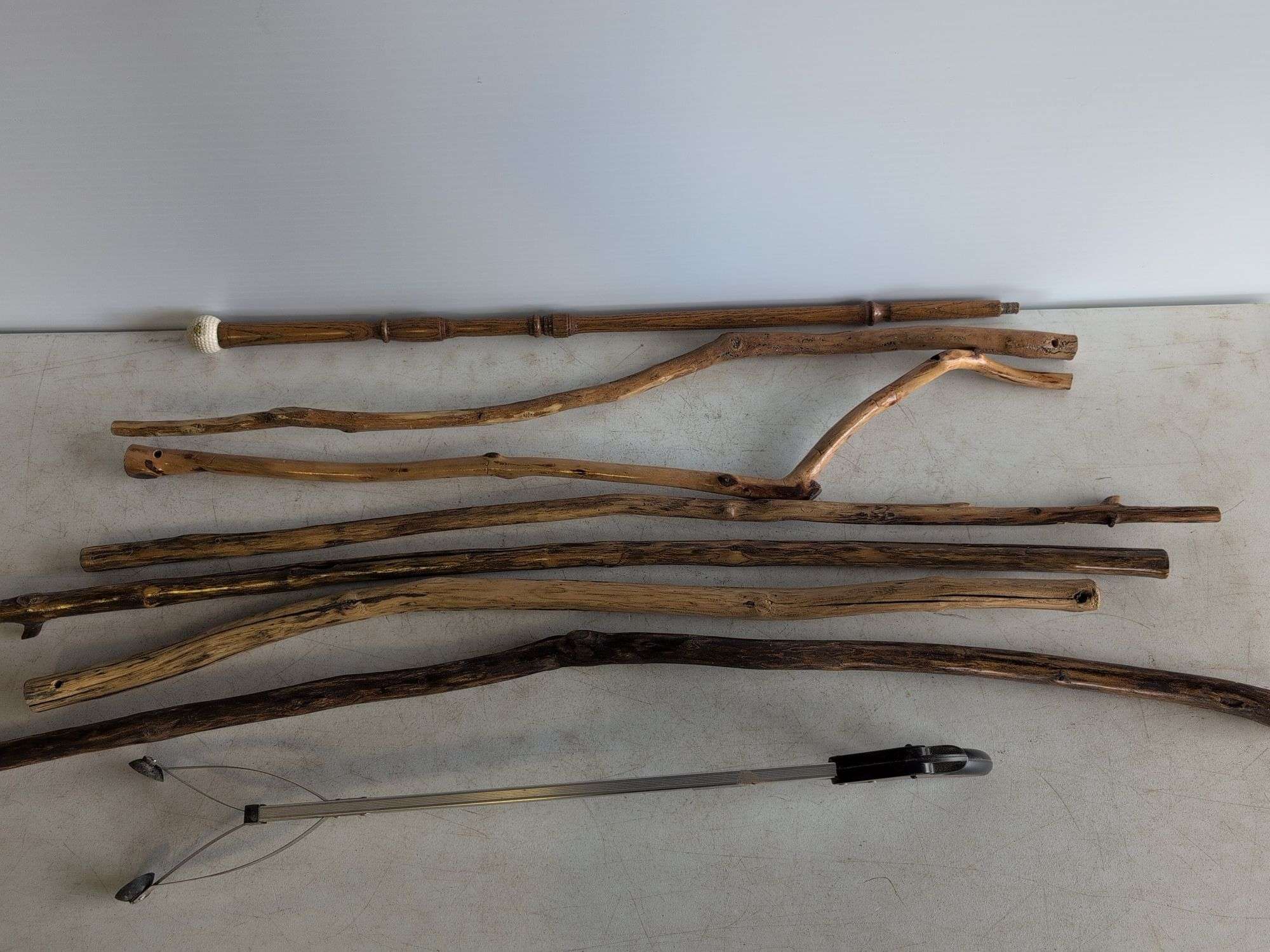 (7) unique walking sticks and grabber
