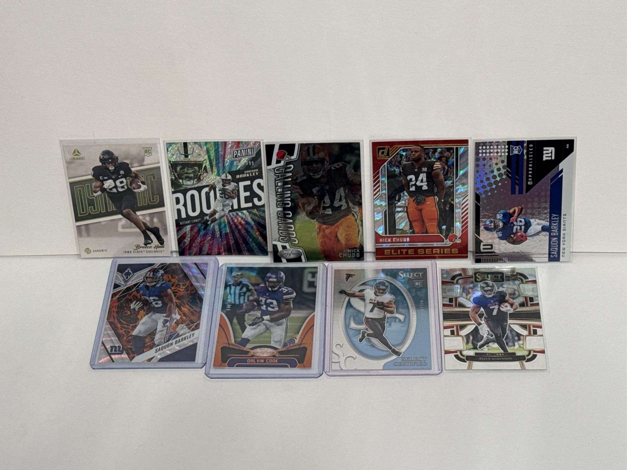 Assortment of NFL Elite Running Backs Sports Cards (8 Cards Total)