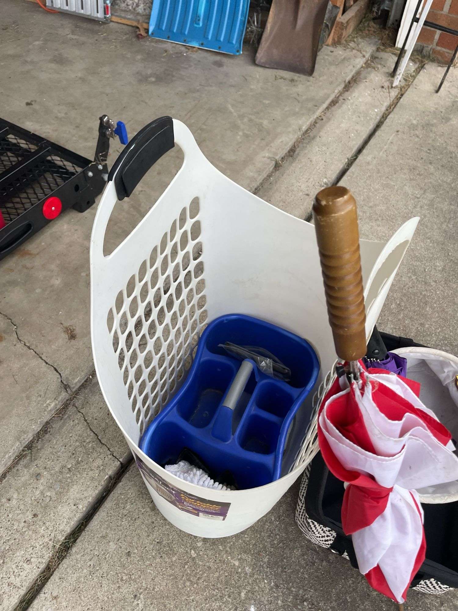 PLASTIC HAMPER, BASKET, UMBRELLAS