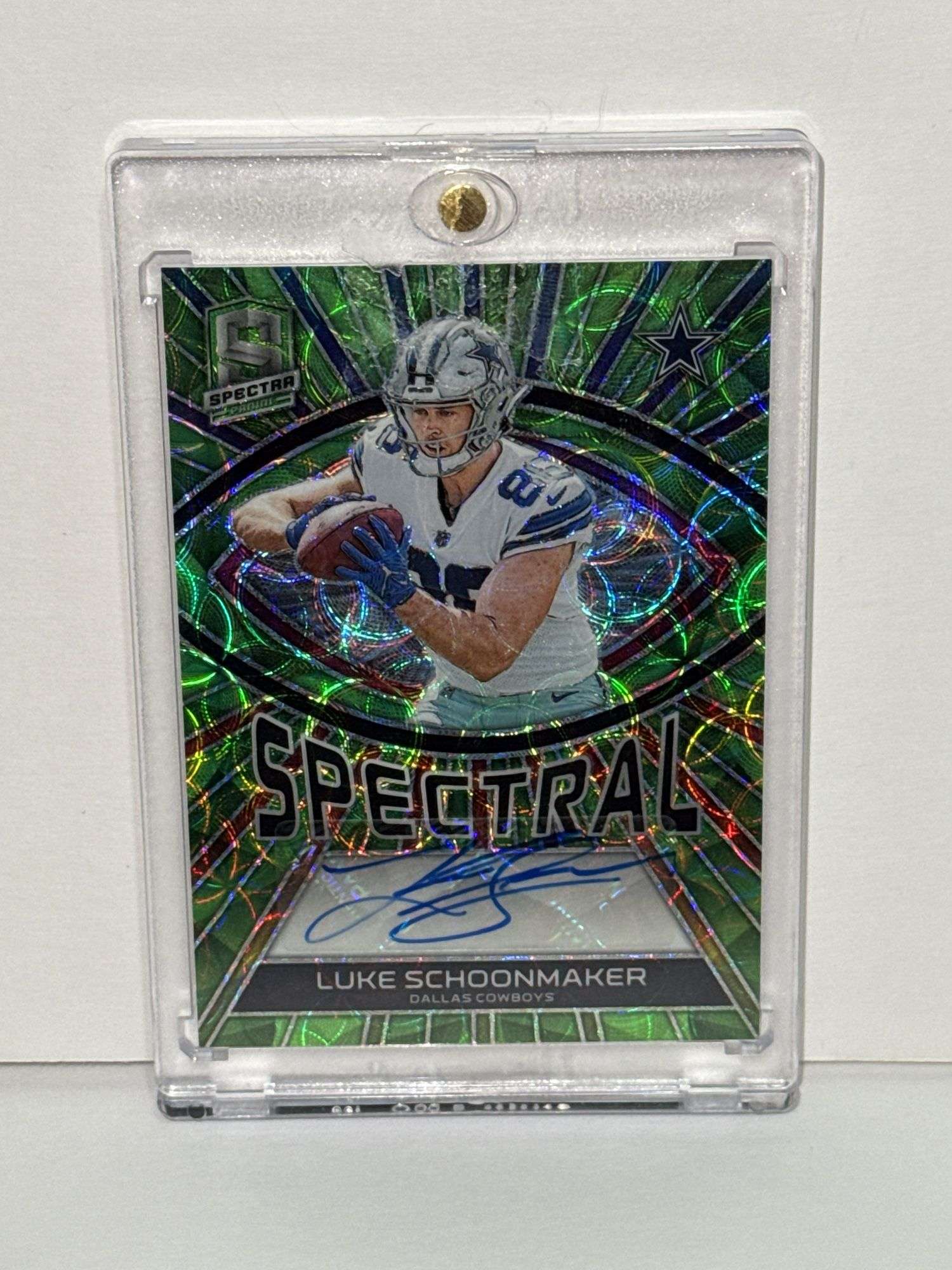2023 Panini Spectra Spectral Signatures Luke Schoonover Neon Green Autographed Card