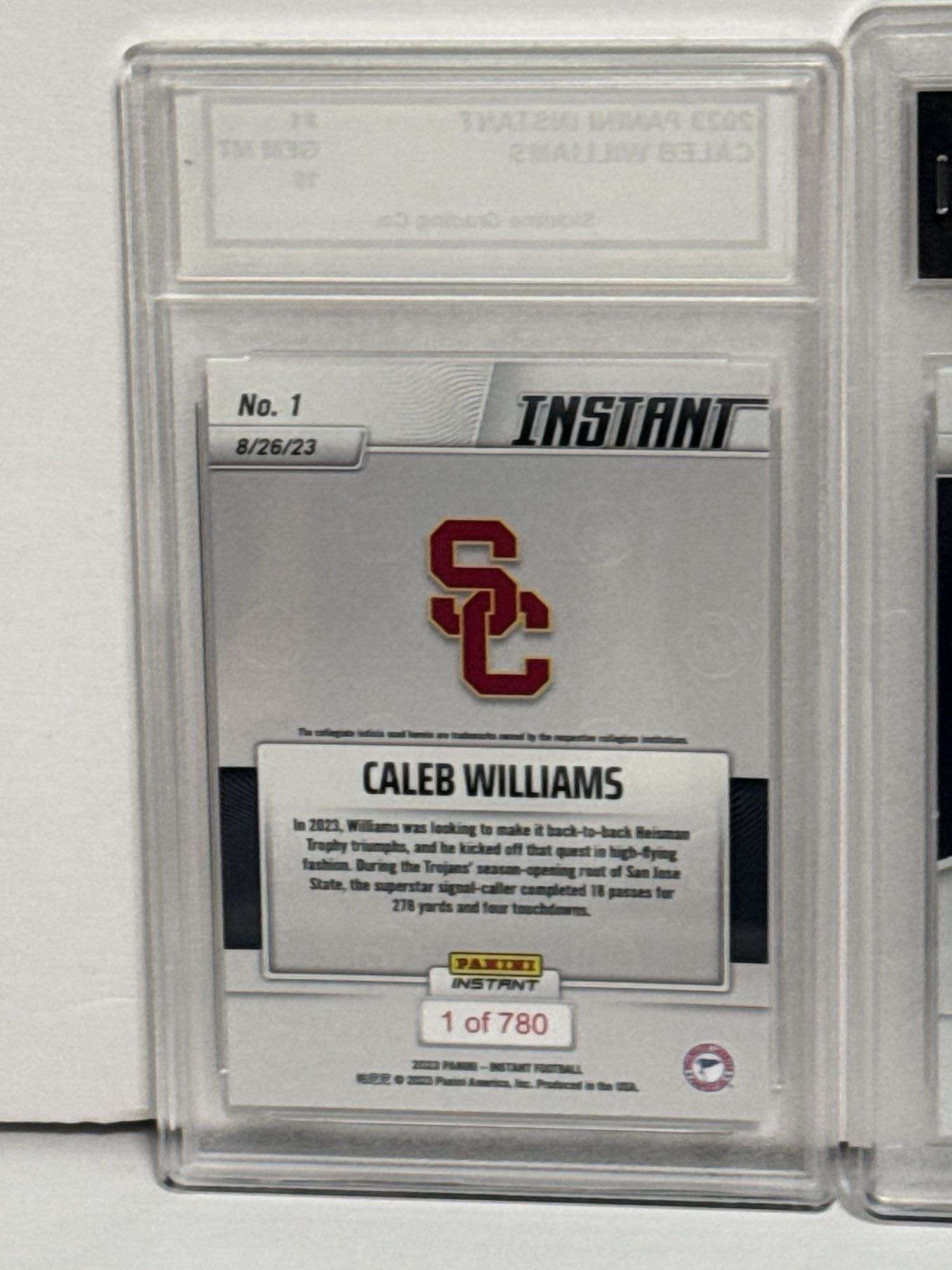2024 Panini Instant Caleb Williams RC (Gem Mint 10) and 2023 Panini Instant Caleb Williams (Gem Mint
