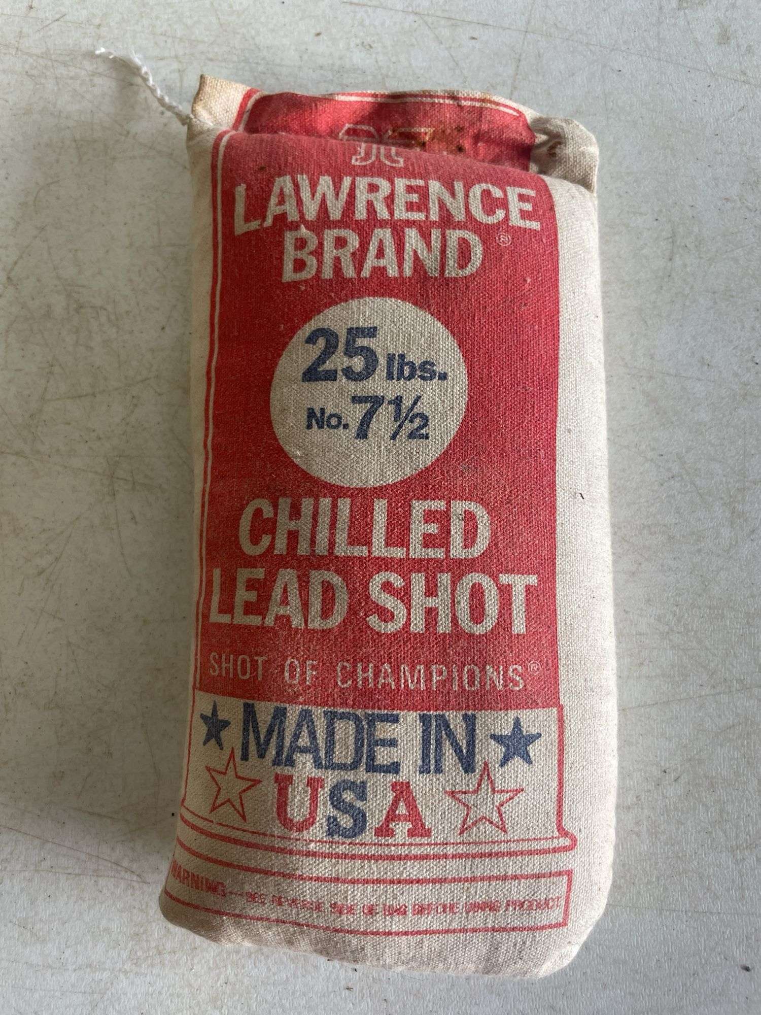 25 lbs of Lawrence Brand chilled lead shot - No. 7 1/2