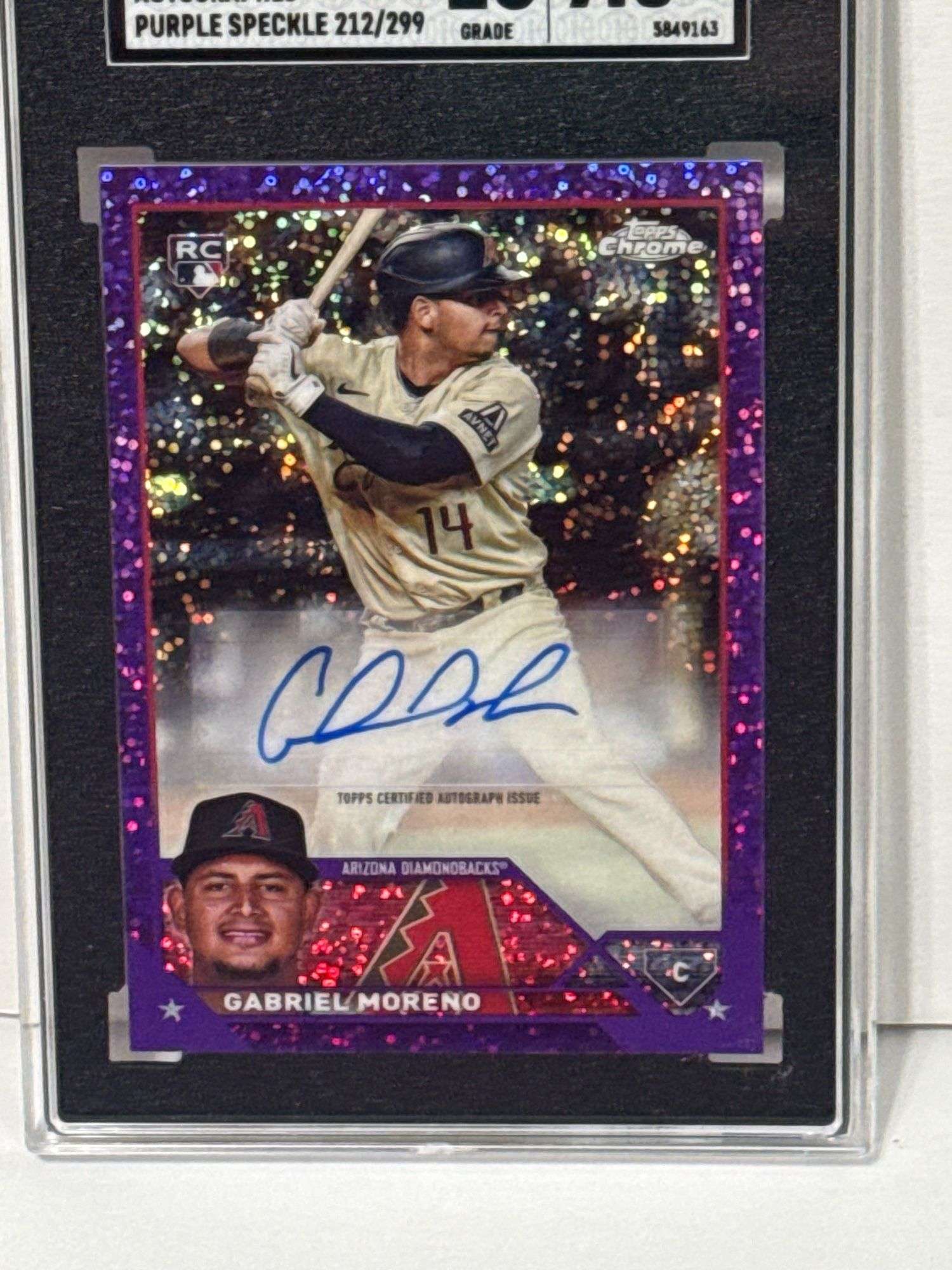 2023 Topps Chrome Update Gabriel Moreno Purple Speckle Autograph #212/299 (SGC 9.5, Auto 10)