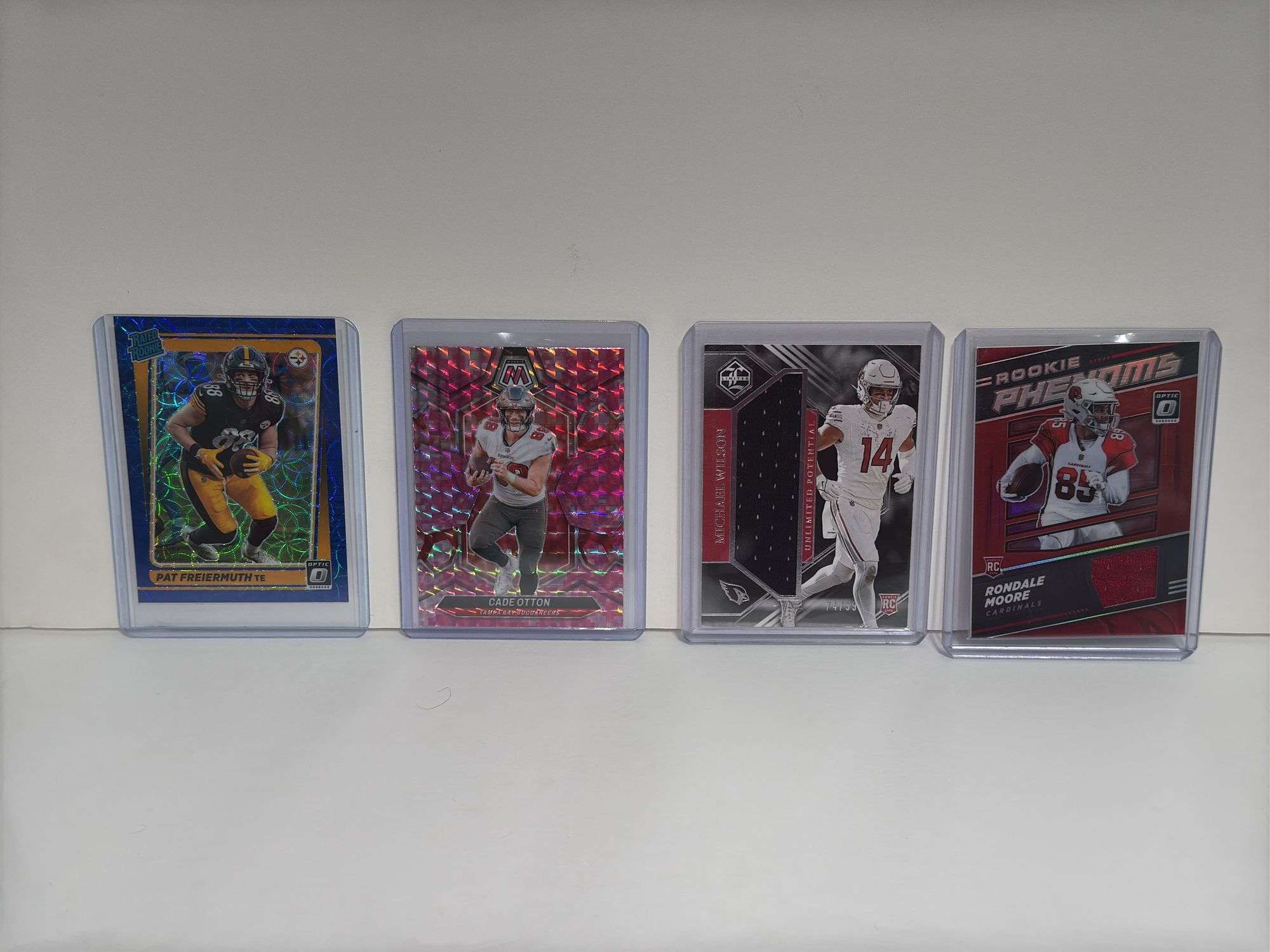 2021 Donruss Optic Rated Rookie Pat Freiermuth Blue Hyper Short Print Parallel RC, 2024 Panini Prizm