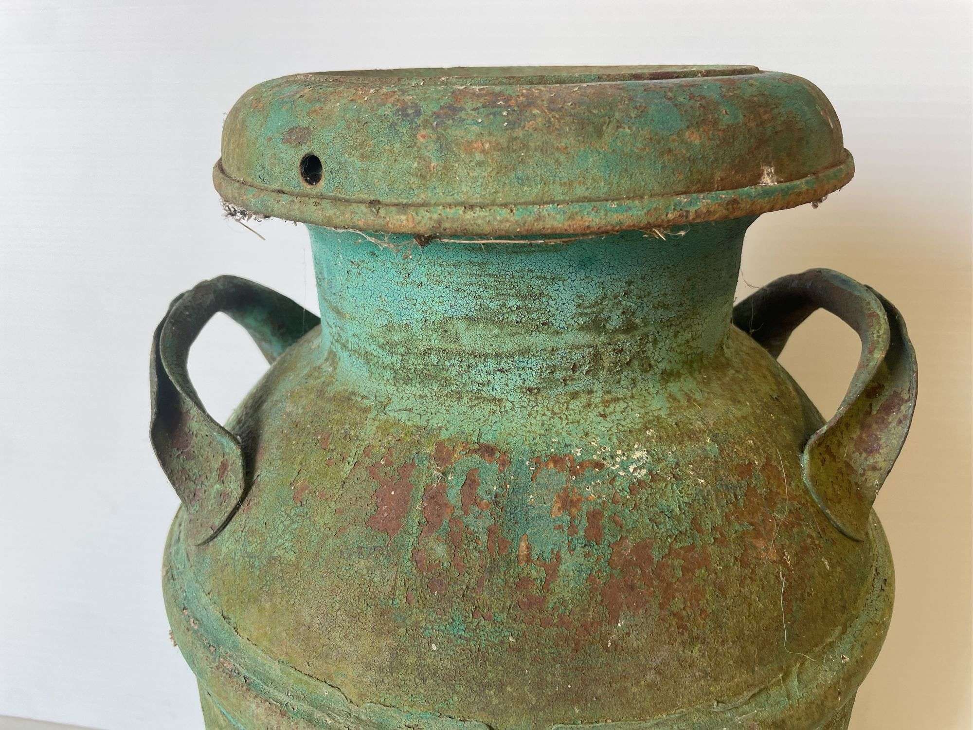 Green milk can - 24" tall